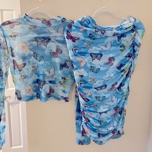 Butterfly skirt and top set - Blue - Size Medium